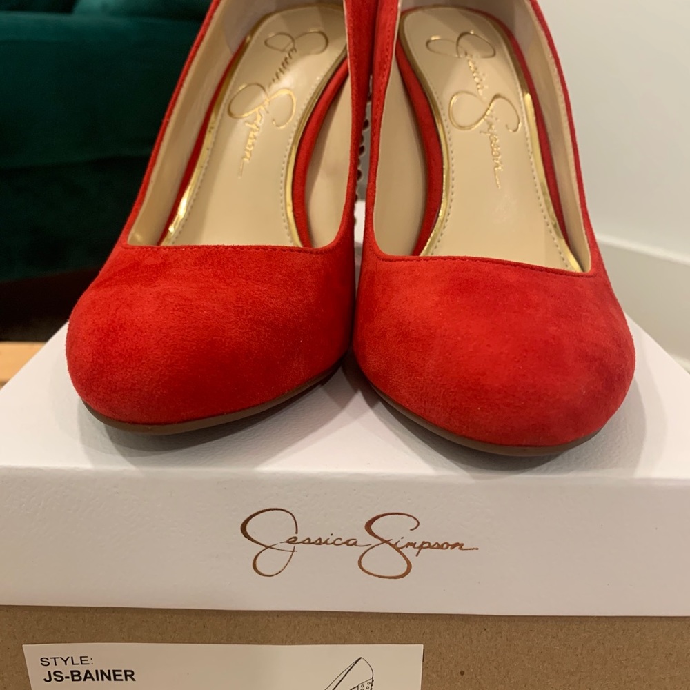 Jessica Simpson Lux Red Suede heels - Picture 3 of 5